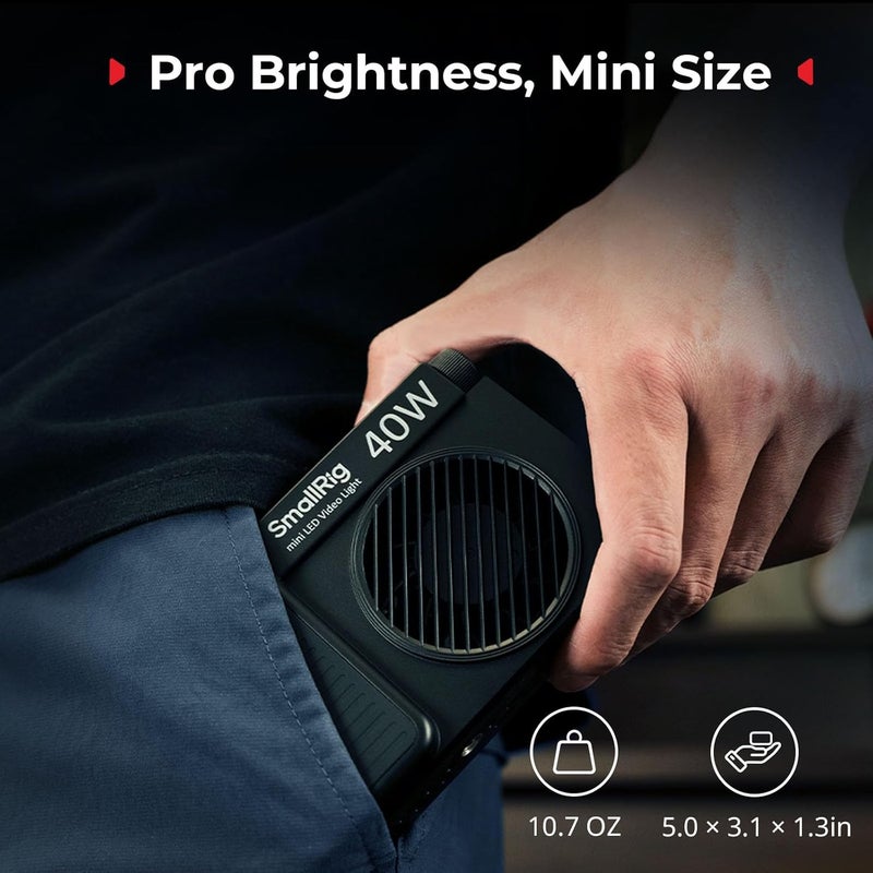 SMALLRIG RM 40C مصباح فيديو LED صغير RGB، بطارية 4800mAh، شاشة LCD، ضوء كاميرا محمول لمبدعي محتوى تيك توك ويوتيوب، هدايا المصورين، 2500K-10000K CRI 96 TLCI 99، قاعدة مغناطيسية - 5359 - Image 2